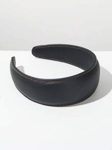 1 chiếc băng đô bản rộng bằng da PU màu trơn cổ điển, kiểu dáng đơn giản, thời trang, đa năng, màu tím nhạt cao cấp, phụ kiện tóc thanh lịch, thích hợp cho mùa thu/đông. - Nhiều màu - Xem 8