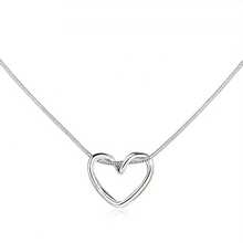 1 Stück 925 Sterling Silber Cut Out Herz Anhänger Halskette, minimalistischer & eleganter Stil geeignet für Alltag, Party, Urlaub. Tolles Geschenk für Familie, Freunde, Weihnachten, Valentinstag, Geburtstag