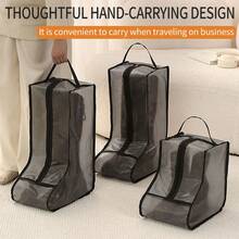 1 pieza/3 piezas Bolsa de botas de malla visible, versión talla grande alta y talla grande ancha, puede almacenar varios tipos de zapatos, botas de tobillo, botas altas, botas Chelsea, impermeable, anti-humedad, anti-polvo, con asa, bolsa de almacenamiento de zapatos portátil para viajes - Multicolor - Ver 3