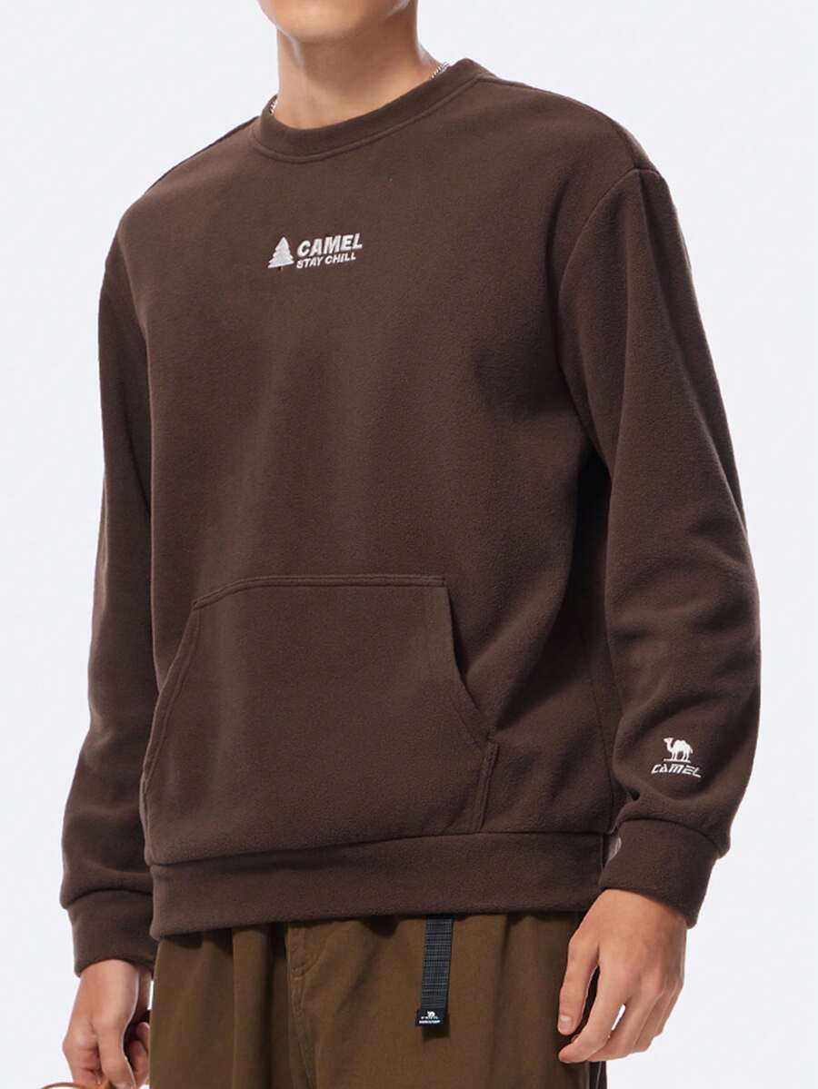 CAMEL CROWN Outdoor Fleece Hooded Sweatshirt, Autumn And Winter Sports Fleece Sweatshirt, Fleece Couple Crew Neck Loose Casual Hooded Long-Sleeved Sweatshirt. - French Brown - View 1