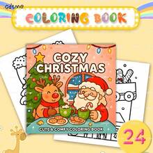 24页精美原创圣诞插画，珍珠纸封面，厚实内页，圣诞节礼物、感恩节礼物、万圣节礼物、新年礼物、生日礼物、派对礼物、返校礼物，7.9*7.9英寸 - 簡單聖誕圖案 - 查看 10