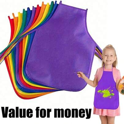 1-24 piezas Delantal para niños, Delantales de artista para niños, Delantales para niños para cocinar, Delantales para niños, Delantal de pintura para niños, Delantales para niños para pintar, Batas para niños, Delantales DIY para niños de tela no tejida, Adecuado para cocina, aula, eventos comunitarios, fiestas, actividades de manualidades y pintura
