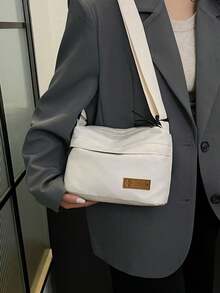 1 Túi đeo chéo chống nước - 1 chiếc Túi đeo chéo bằng nylon thông thường dành cho cả nam và nữ, Dây đeo có thể điều chỉnh, Khóa kéo chống nước, Một túi đeo vai có nhiều ngăn, Màu trơn, Lớp lót bằng polyester, Thích hợp để mua sắm, ví, túi xách, Phụ nữ trẻ, Sinh viên đại học, Cặp đôi mới cưới, Nhân viên văn phòng. Lý tưởng cho văn phòng, trường đại học, Công việc, Kinh doanh, Đi làm, Hoạt động ngoài trời, Du lịch và Đi bộ đường dài. - trắng - Xem 5