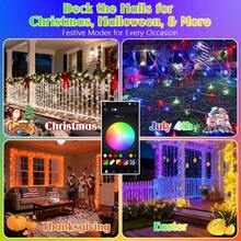240 LED 88 pies Luces de cadena conectables para interiores y exteriores, luces blancas cálidas con efecto de parpadeo, con temporizador, para dormitorio, aula, boda, árbol, patio y decoración - Aplicación + 400 LED inteligentes - Ver 7