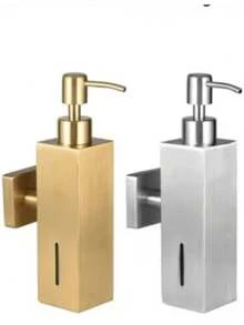 موزع صابون قابل للضغط، مصنوع من مادة الفولاذ المقاوم للصدأ 304، مثبت على الحائط لشامبو الفنادق وصندوق غسول الجسم، زجاجة صابون قابلة للاستبدال - متعدد الألوان - مشاهدة 8