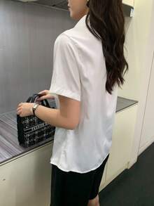 Elegant Design Sense Mature Hong Kong Style Women Shirt - White - View 3