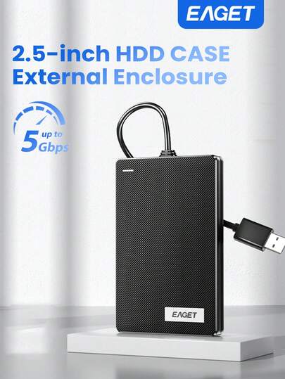 6,35 cm SATA till USB 3.0/2.0 extern hårddisklåda med USB-kabel - Verktygslös, UASP-stöd, hållbart plastfodral för bärbara och stationära datorer (HDD/SSD ingår ej)