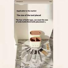 Knife And Chopstick Holder Organizer, 2-In-1 Utensil Stand With Drain Tray, Countertop Kitchen Knife Block And Chopsticks Storage Box, Space Saving Desktop Cutlery Dock (2025 New Design)