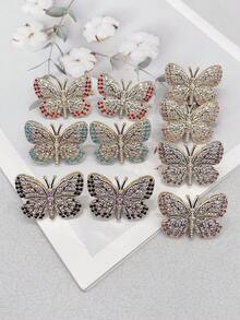 2 PIEZAS Encantos de cordones de zapatos de mariposa de resina colorida de lujo DIY Decoraciones para botas, zapatillas de mujer Cordones con piedras brillantes extraíbles Hebillas de accesorios personalizados Decoración de clips de zapatos Apto para zapatos con cordones de mujer Regalos de Navidad, Halloween, San Valentín, cumpleaños, fiesta (Zapatos no incluidos)