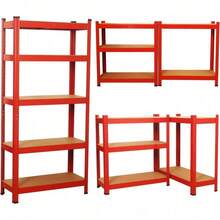 5th Floor 90x40x180cm Thick Heavy-Duty Metal Garage Storage Rack - Red/Blue Suitable For Workshop, Warehouse, Office, Shed -1 Set Of Storage Racks - Red - View 1