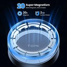 TOPK Magnetic Car Mount, Magnetic Phone Holder For Car With Powerful Magnetism, Upgraded Metal Hook Vent Clip, Single-Hand Operation, Compatible With IPhone 15 14 13 12 Pro Max Plus.