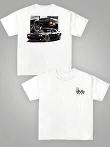 Men's New Racing Round Neck Casual Short-Sleeved T-Shirt With Casual Pants, Suitable For Travel/Vacation/Outdoor Camping/Sports