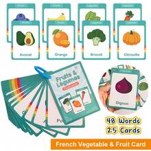 Lachilly Juego de 162 tarjetas de vocabulario francés, incluye temas de alimentos, animales, frutas, partes del Body, herramienta de aprendizaje interactiva para maestros y estudiantes, ayuda para el aprendizaje del francés, juguete educativo para el hogar/escuela - Multicolor - Ver 15