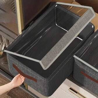 Stackable Modern Fabric Underbed Storage Box, Waterproof, Flip-Top Closure, Multi-Purpose Storage Bin For Clothes, Blankets And Pants