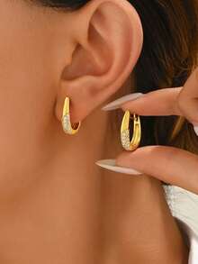 1 Set de 3 Cercei Rotunzi din Argint 925 cu Diamante, Bijuterii Premium Cadou pentru Femei - Cercei rotunzi cu diamante - Vizualizare 3