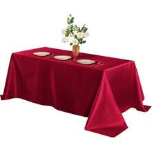 1pc High-End Party/Restaurant Solid Color Satin Tablecloth - Burgundy - View 10