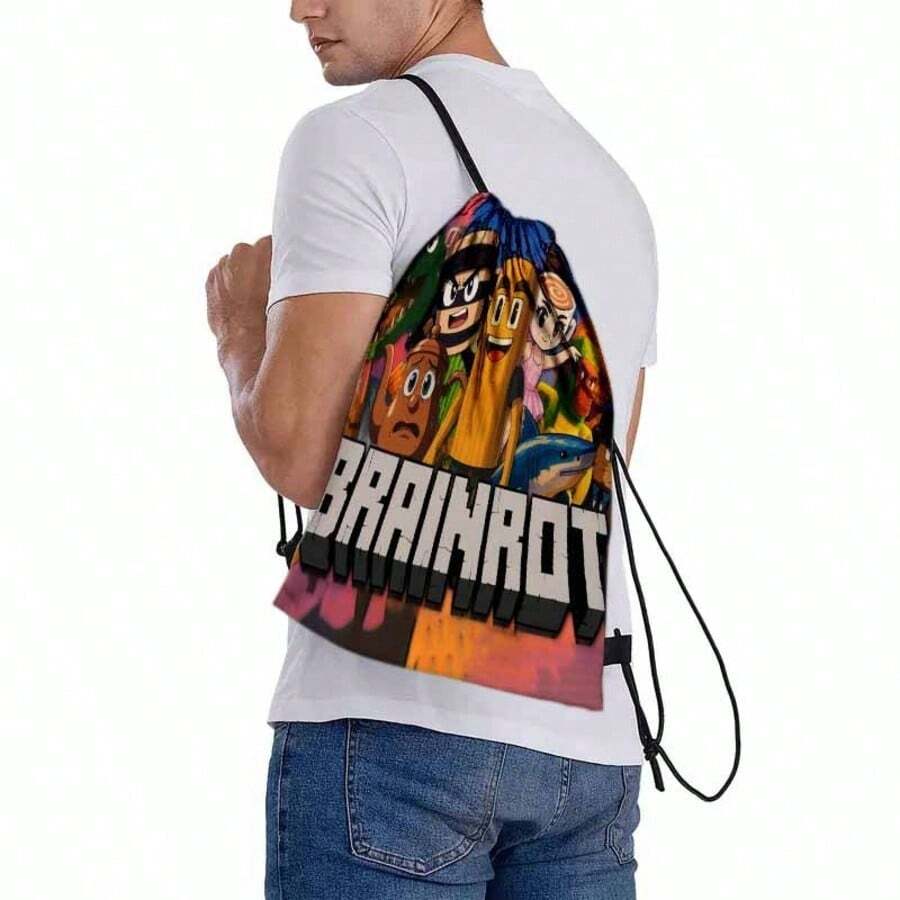 1pc Italian Brainrot Anime Backpack - Heavy-Duty Oxford Soft-Shell Backpack With Drawstring Closure, Lightweight And Easy To Carry, With Practical Pockets - Suitable For Fitness, Travel, Sports, Daily Use - Fun Cartoon Backpack, Suitable For Gamers, Anime Fans, Brainrot Game Enthusiasts - Durable Unisex Backpack - Multicolor - View 1