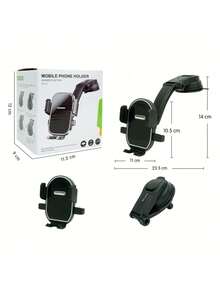 1pc Car Phone Holder Mount Vent Clip Automatic Lock Suction Cup Bracket For Navigation Compatible With IPhone, Android Phone, Gift For Birthday, Family, Friends Car Accessories - Black Round Mirror - View 7