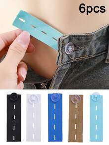 6pcs Adjustable Waistband Extender Buckle, Elastic Button Extenders,Premium Button Extender,Maternity And Overweight Men's Pants Extender,For Loose Pants,Jeans, Trousers, Skirt,Dress,Practical Sewing Tool(Black,White,Blue,Dark Blue,Light Blue) - Multicolor - View 1