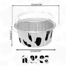 50Pcs Aluminum Cups With,5oz Disposable Ramekin Baking Cups Muffin Liners Mini Pie Pans Foil Cupcake Containers For Christmas Party Wedding Party,Cow Print - Cow Color - View 3