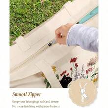 - Bolsa para mujer, bolsa de lona con cierre esttica reutilizable para gimnasio, viajes, trabajo - Gato de zacate - Ver 5