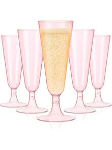 5/10pcs 5.5oz Champagne Glasses, Suitable For Desserts, Pastries, Juices, Cold/Hot Drinks, Coffee, Ideal For Birthday, Wedding, Party, Outdoor, New Year (Champagne Glasses, Plastic Cups, Birthday Cups)