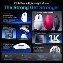 ATTACK SHARK V6 无线游戏鼠标，三模式 2.4G/蓝牙/有线连接，PAW3311 芯片，25K DPI，65g 超轻，磁吸式 RGB 充电底座 - 节日圣诞礼物/2026 新年礼物（送给家人） - 彩色 - 查看 5