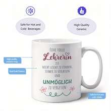 1pc-Color Ceramic Mug 11oz, Microwave, Funny, Unique Thank You Message Teachers, Reusable, Hand Wash Only, Multipurpose Use, Thanksgiving & Labor Day - Blue Gall Blue Handle - View 8