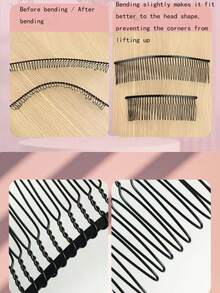 4/10 pièces Pinces à cheveux en métal simples pour femmes - couleur unie, design ondulé, convient pour les franges et les coiffures ébouriffées, pinces à cheveux rectangulaires antidérapantes, outils de coiffure, accessoires de beauté pour cheveux - Noir - Voir 3