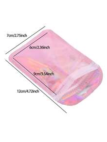 50 个自封 OPP 袋激光彩虹拉链袋可重复包装珠宝零售袋袋礼品包装袋， - 粉色 - 查看 24