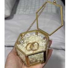 Glass Vintage Jewelry Box - Elegant Golden Geometric Jewelry Display Organizer For Home Decor, Perfect Keepsake Storage Solution For Rings, Earrings, And Trinkets, Ideal Gift For Birthdays, Anniversaries, And Holiday Celebrations, Stylish And Functional Decorative Box To Enhance Your Living Space And Keep Your Treasures Organized