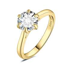 JewelryPalace Classic 0.5-2ct Round Cut Moissanite Solitaire Engagement Rings For Women, 14K White Yellow Rose Gold Plated 925 Sterling Silver Promise Ring, Simulated Diamond Anniversary Rings D-F VVS,YellowGoldPlated9 - 鍍金9 - 查看 1