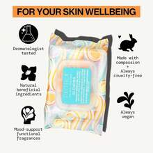 Pacifica Belleza - Toallitas desmaquillantes brillantes - Ácido glicólico, agua de, infusión de aloe - Limpieza diaria + exfoliante - Cuidado limpio de la piel - Toallas faciales de fibra vegetal - Veganas - Brillante (naranja y vainilla) - Ver 8