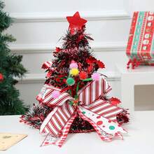 Adorno navideño para la punta del árbol: Sombrero metálico con oropel y lazo. Ideal para decorar el hogar. - Multicolor - Ver 1