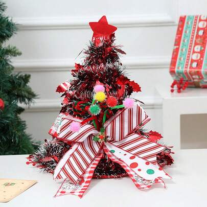 Christmas Tree Topper - Ribbon Hat With Festive Decor Bow, Sparkling Christmas Tree Top Ornament, Suitable For Indoor And Outdoor Christmas Decorations