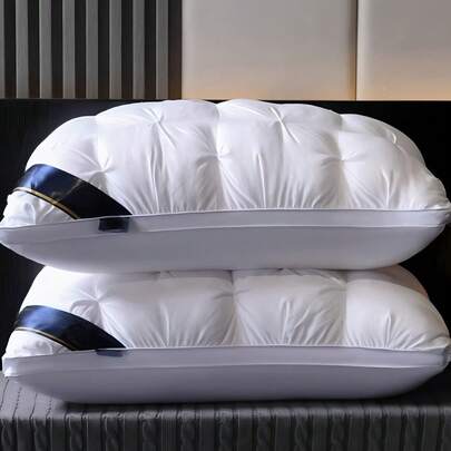 1/2pcs 3D Designed Hotel Quality Soft Supporting Bedding Pillow, Moisture Absorbing Breathable Pillow, Relaxing Sleep, Suitable For Living Room, Bedroom, RV, White