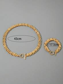 1条项链/1条手链/1套简约时尚金属粗链OT扣独特女士首饰项链、手链和首饰套装，适合日常佩戴、休闲、派对、送礼