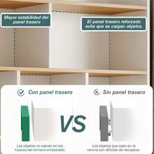 Libreros De Madera Modernos 5 Niveles Con 2 Cajons,  Organizador De Almacenamiento De Estantería, para sala de estar, estudio y oficina - Blanco - Ver 3