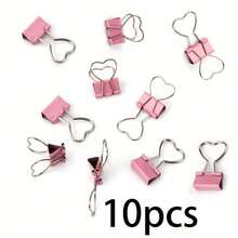 10 Pink Heart-Shaped Binder Clips For Paper, Notes, Photos, And Document Organization - Office, Home, School, And Craft Accessories - Bìa hồ sơ - 10 cái - Xem 3