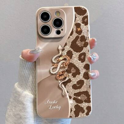 创意时尚金黄蛇纹豹纹彩绘防震手机壳，兼容 17 Pro/17 Air/17/17 Pro Max/16/11/16 Pro/16 Plus/16 Pro Max/16 e/15 Pro Max/13/14/12/XS/XR/7G/8P，兼容三星 Galaxy 11/12 Pro/12/12 X/13 Pro/14 Pro/15 Pro，兼容 Redmi 10/9/Note9/12c/Note11 Pro/Note8 Pro