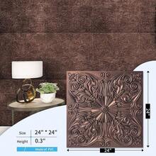 Decorative Ceiling Tile 2x2, Lay In Ceiling Tile 24x24 Pack Of 12pcs Spanish Floral In Matt White - 24吋x24吋+古銅色 - 查看 4