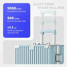 Luggage Set 20/24 Aluminum Frame Luggage Set With Cup Holder & Charge TSA Lock,Hardshell Zipperless Design Carry On And Checked Luggage Unisex (Model A – Black 20inch) - Màu xanh lam - Xem 4