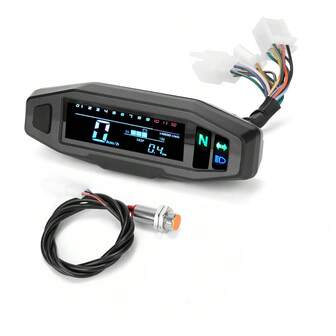 通用液晶数字摩托车速度表里程表转速表燃油表转向灯指示器，适用于摩托车配件