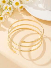 1Pc Women Arm Cuffs Metal Wire Arm Band Upper Arm Bangle Best Friend Gifts Women New Years Christmas Gifts For Women Accesorios Mujer - 金色的 - 查看 6
