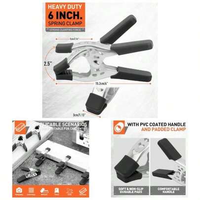 6 - Piece 6 Inch Inch Spring Clamp, Heavy Duty Spring Metal Spring Clamps, 2.5 Inch - Inch Jaw Opening 6 - Piece