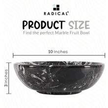 Marble Fruit Bowl 10" Inches Black Handmade Fruit And Vegetable Storage Bowl For Kitchen Décor Fruits Holder For Dining Table - Black - View 2