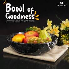 Marble Fruit Bowl 10" Inches Black Handmade Fruit And Vegetable Storage Bowl For Kitchen Décor Fruits Holder For Dining Table - Black - View 4