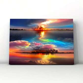 1 st oramad konstmålning på kanvas, solnedgång vid havet, väggkonst, konstverk väggmålning för badrum sovrum kontor vardagsrum hem väggdekor, estetisk rumsdekor