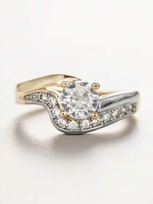 1pc Cubic Zirconia Embedded Charm Ring, Suitable For Women, Can Be Used As Wedding Or Valentine's Day Gift - Multicolor - View 3