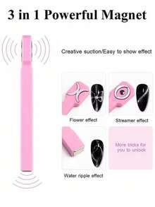 3D恶魔眼磁铁，三合一猫眼效果双线花波法式美甲UV强磁贴，多功能美甲猫眼凝胶磁性工具，适合家庭美甲沙龙DIY - 彩色 - 查看 2